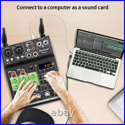 4 Channel USB Audio Mixer Bluetooth with 2pcs Wireless Microphone for DJ Karaoke