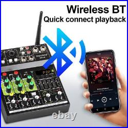 4 Channel USB Audio Mixer Bluetooth with 2pcs Wireless Microphone for DJ Karaoke