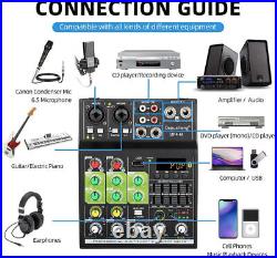 4 Channel USB Audio Mixer Bluetooth with 2pcs Wireless Microphone for DJ Karaoke