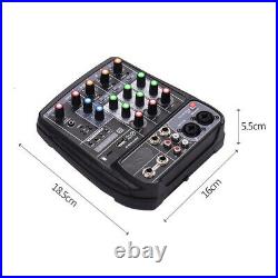 4CH Mini Audio Mixer Bluetooth USB DJ Sound Mixing Console For Karaoke KTV DJ