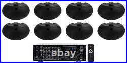 (8) Rockville D4-16 Black Dual 4 16 Ohm Outdoor Home Patio Speakers+Amplifier