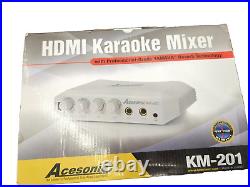 Acesonic KM-201 Karaoke Mixer w Microphone, RCA HDMI IN/OUT, Corded Electric NEW