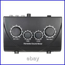 Amplifier Preamp Karaoke Reverb Sound Mixer Dual Mic Inputs For Stage Home KTV