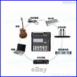 Audio Mixing Console 6 Channel Music Sound Mixer Bluetooth Karaoke DJ 48V USB