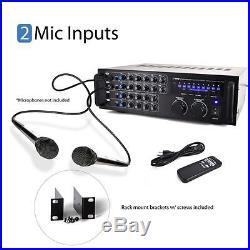 Bluetooth 1000 Watt Pyle Karaoke Mixer Rack Mount Mixing Amplifier USB/SD AUX-IN