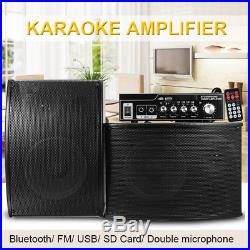 Bluetooth Stereo Amplifier + 2 Speakers + Remote Controller USB Home FM Radio