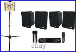 Home Karaoke Receiver System withWireless Mics+Tablet Stand+Pair Kicker Speakers