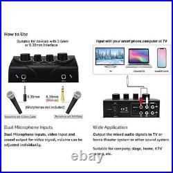 Karaoke Echo Sound Mixer Dual Mic Inputs Lightweight for Stage KTV Black New