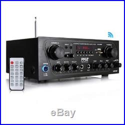 Karaoke Mixer Audio Amplifier Bluetooth with Remote 2 Channel Home Sound USB Black