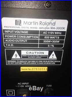 MARTIN ROLAND MA-3000K MIXING AMPLIFIER Tested Works Well