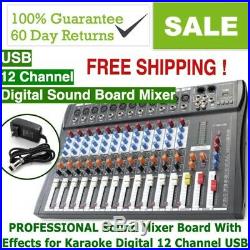 PROFESSIONAL Sound Mixer Board With Effects for Karaoke Digital 12 Channel USB