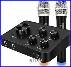 Portable Karaoke Microphone Mixer System Set, with Dual UHF Wireless Mic