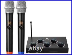 Portable Karaoke Microphone Mixer System Set with Dual UHF Wireless Mic HDMI