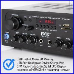 Pyle Bluetooth Home Audio Source Amplifier Digital FM tuner with LCD 250-Watt