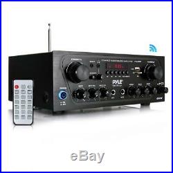 Pyle Bluetooth Home Audio Source Amplifier Digital FM tuner with LCD 250-Watt
