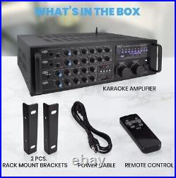 Pyle PMXAKB2000 DJ Karaoke Mixer Amplifier Built In Bluetooth Microphone 2000W