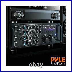 Pyle Portable Stereo Mixer Karaoke Amplifier Wireless Bluetooth Dual Mic RCA New