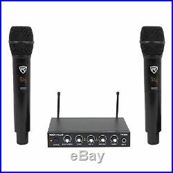 Rockville RKI60 Dual UHF 8 Chan Wireless Microphone Karaoke Interface+Mic Mixer