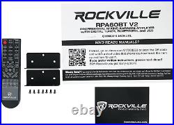 Rockville RPA60BT V2 1000 Watt 2-Ch USB Bluetooth Dj/Pro/Karaoke Amplifier Mixer