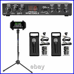 VOCOPRO SINGTOOLS DSP Vocal Effects Karaoke Mixer withPitch Correct+(2) Mics+Stand