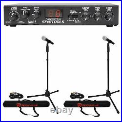 VOCOPRO SINGTOOLS DSP Vocal Effects Karaoke Mixer withPitch Correct+2 Mics+Stands