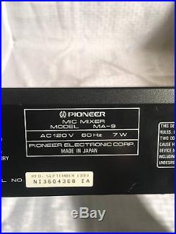 Vinrage Pioneer Mic Mixer Model MA-9 digital echo karaoke balancer audio black