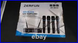 ZERFUN 4 Channel Rechargeable Wireless Microphone System, Pro UHF Metal Handheld